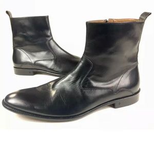 John Varvatos Black Leather Mens Ankle Boots